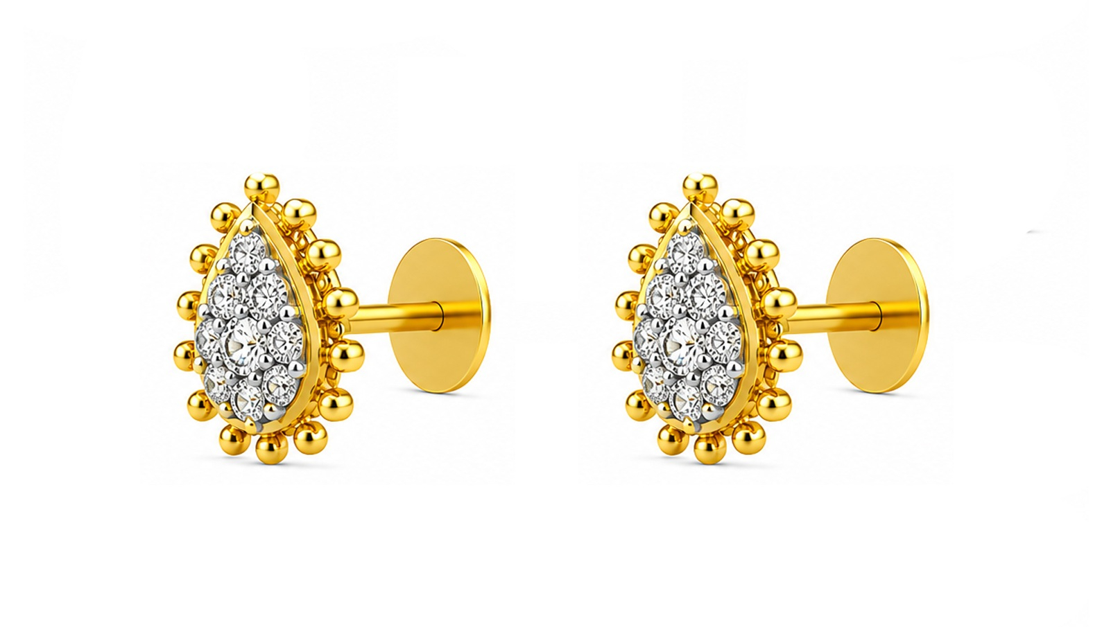 BIS Certified Real 18K Yellow Fine Gold Trinity Stud Earrings For Women - Image 2
