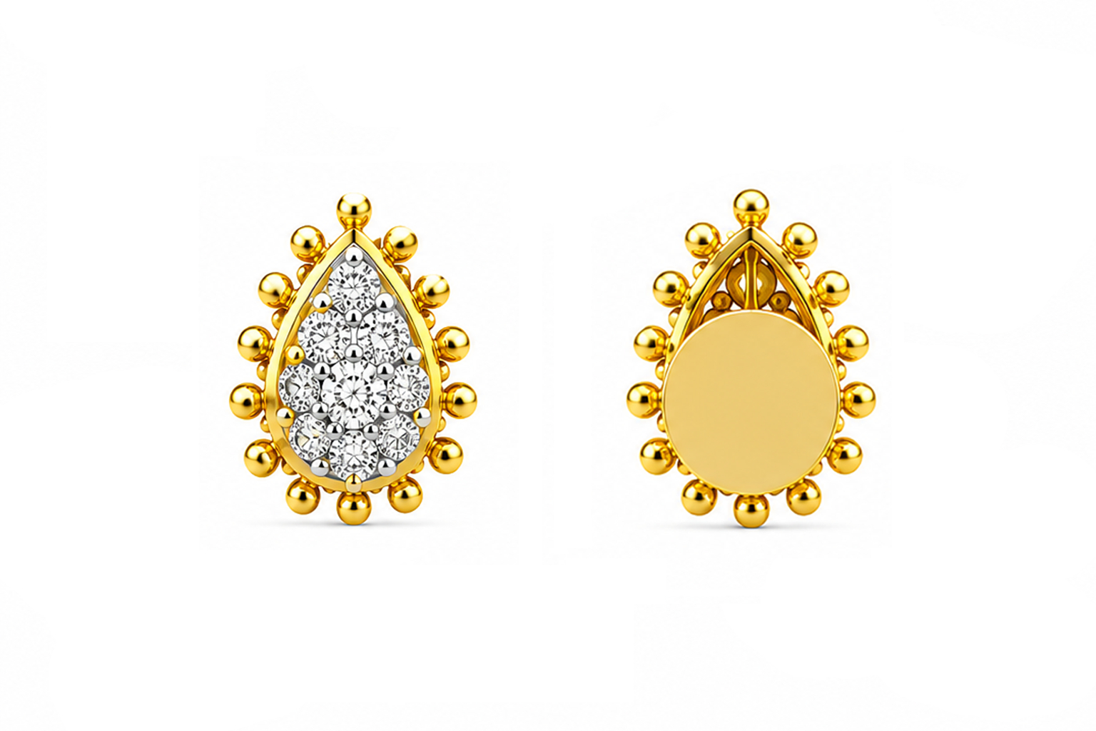 BIS Certified Real 18K Yellow Fine Gold Trinity Stud Earrings For Women - Image 4