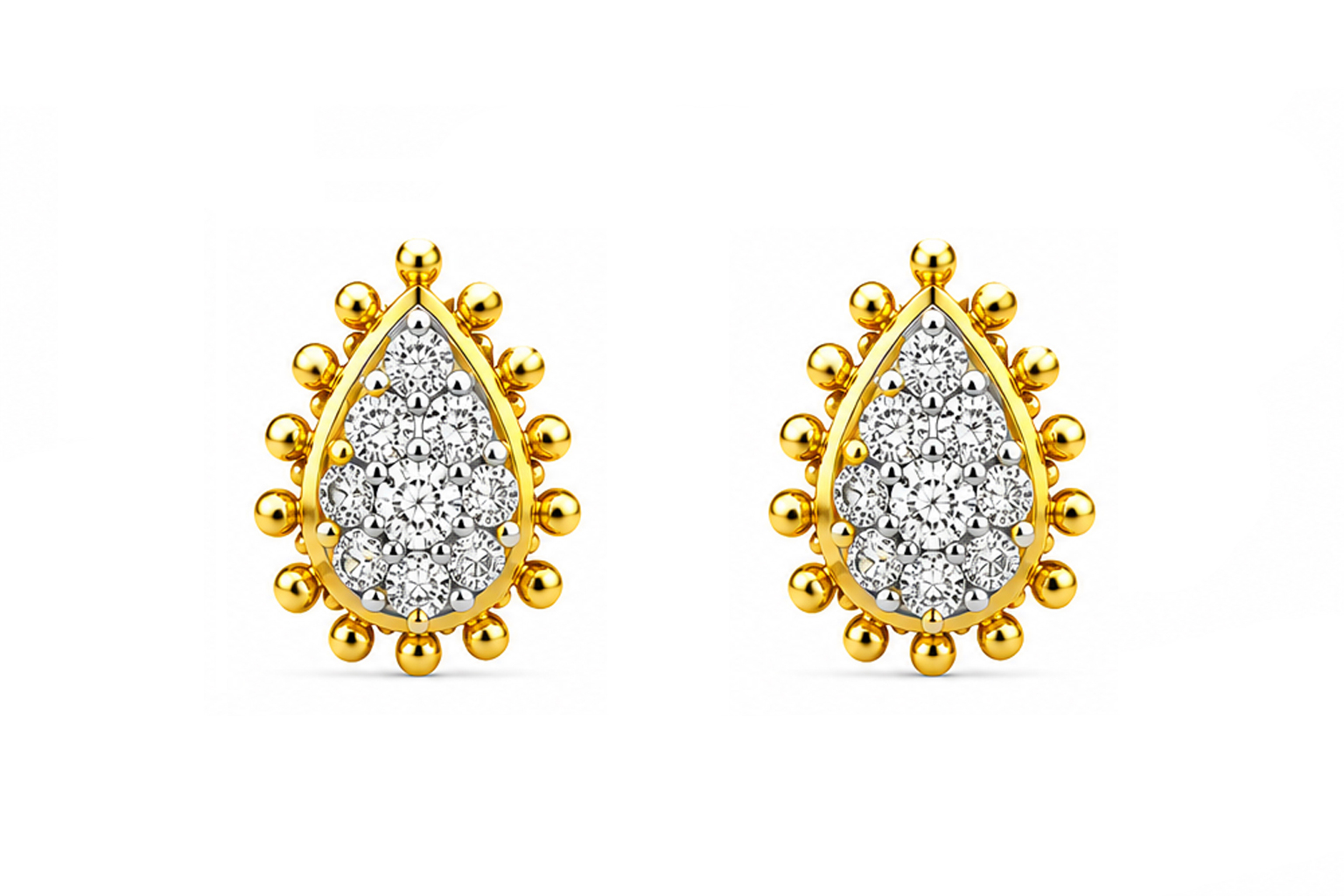 BIS Certified Real 18K Yellow Fine Gold Trinity Stud Earrings For Women