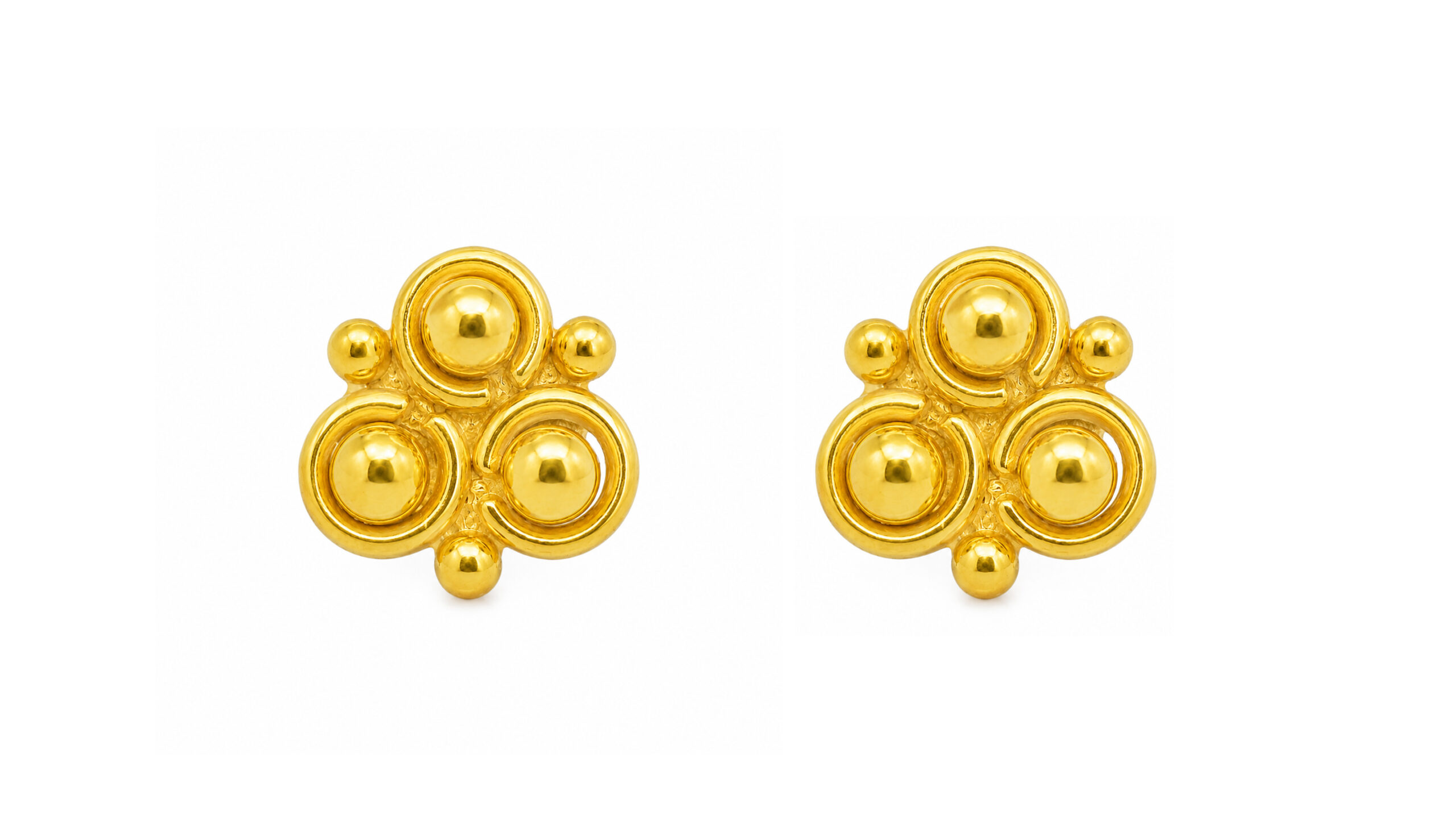 BIS Certified Real 18K Yellow Fine Gold Trinity Stud Earrings For Women