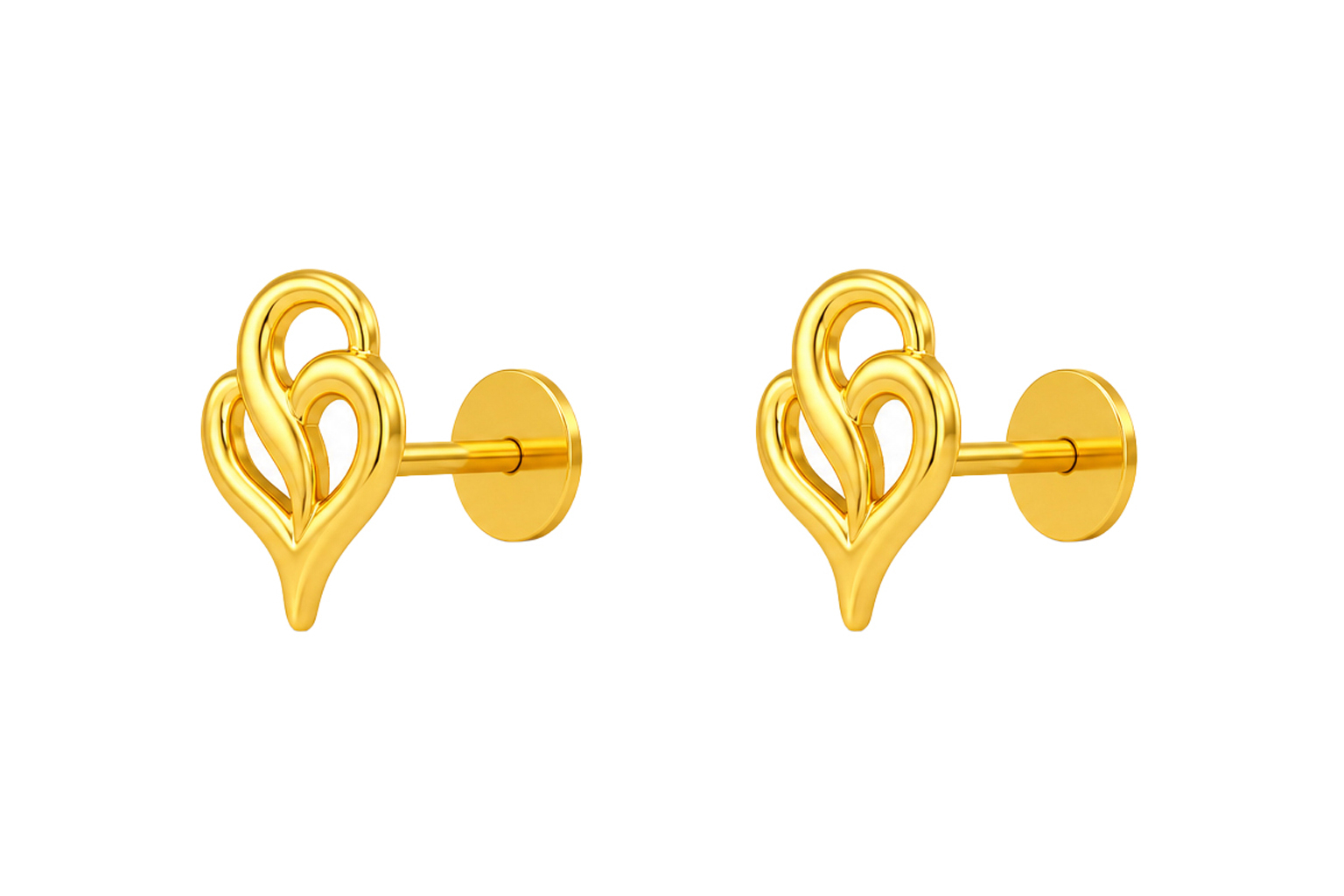 BIS Certified Real 18K Yellow Fine Gold Infinity Stud Earrings For Women - Image 2