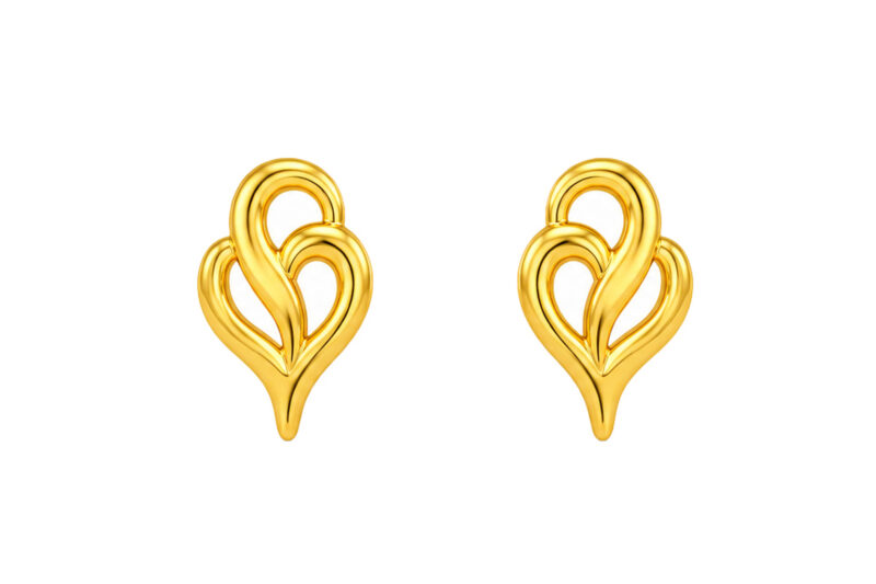 BIS Certified Real 18K Yellow Fine Gold Infinity Stud Earrings For Women