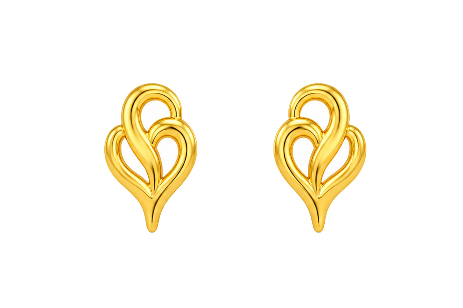 BIS Certified Real 18K Yellow Fine Gold Infinity Stud Earrings For Women