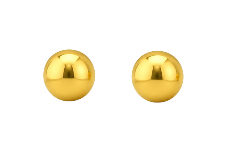 BIS Certified Real 18K Yellow Fine Gold Ball Stud Earrings For Women
