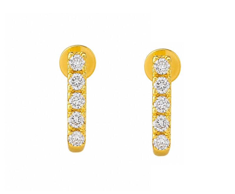 BIS Certified Real 18K Yellow Fine Gold Bar Stud Earrings For Women