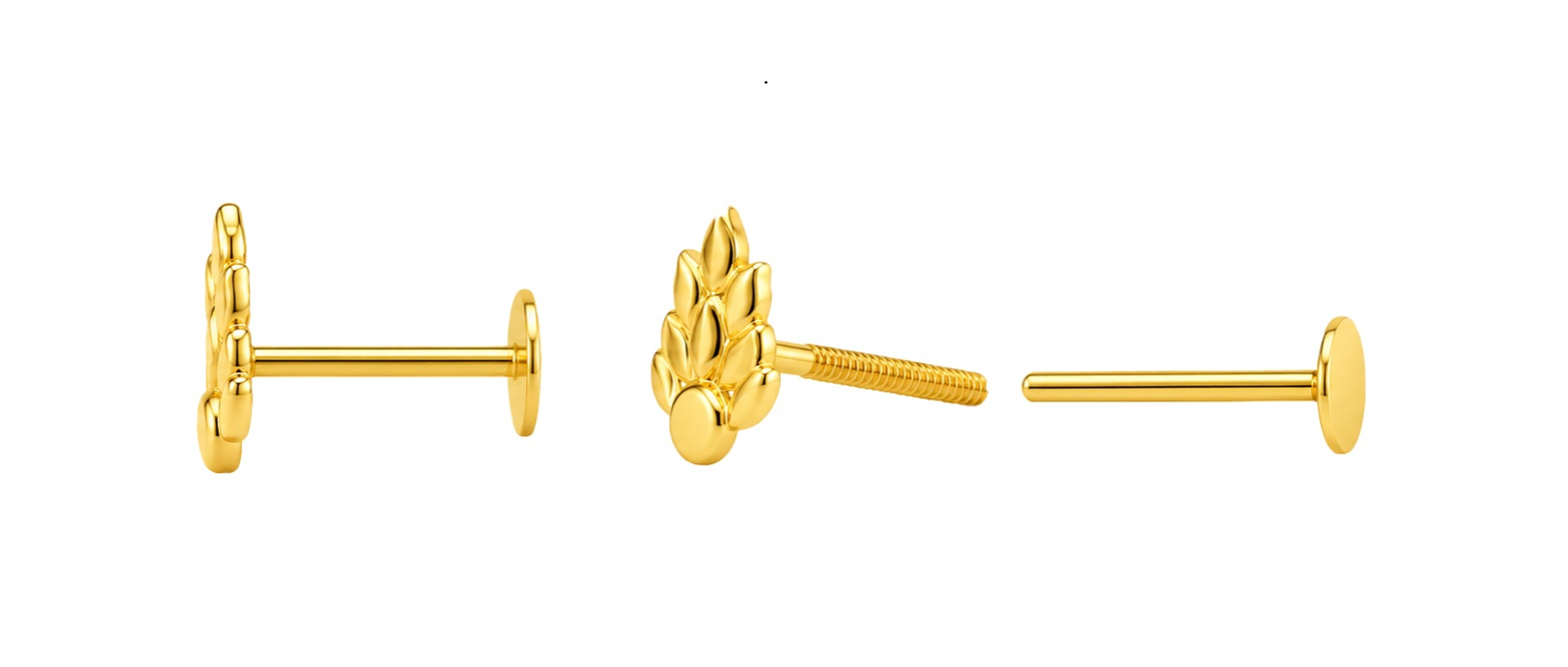 BIS Certified Real 18K Yellow Fine Gold Leaf Stud Earrings For Women - Image 3