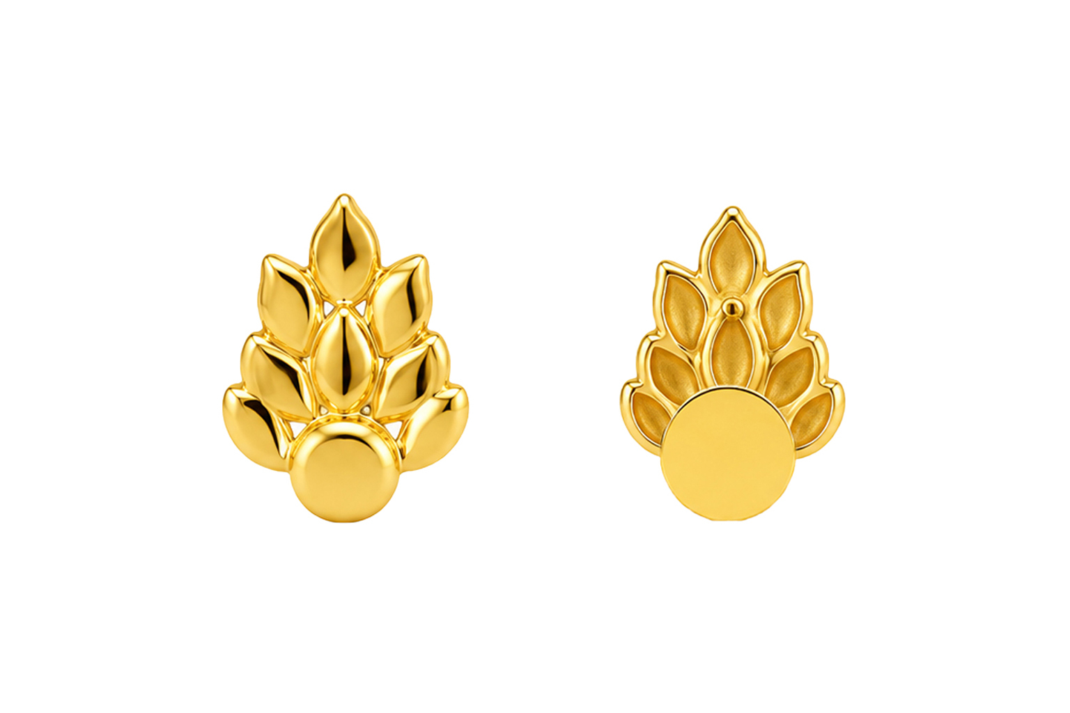 BIS Certified Real 18K Yellow Fine Gold Leaf Stud Earrings For Women - Image 4