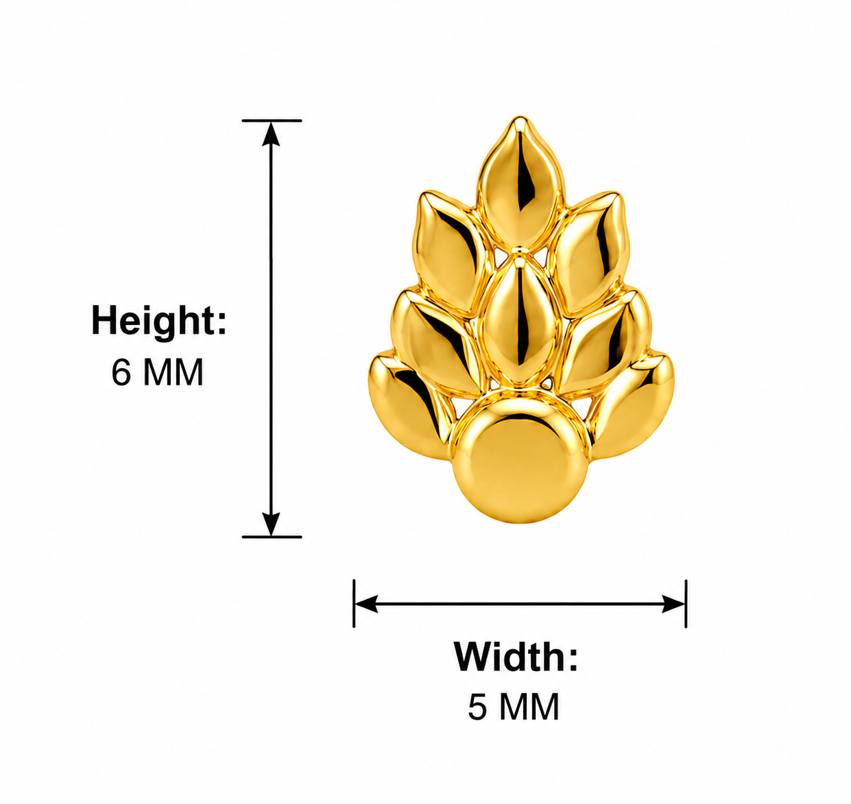 BIS Certified Real 18K Yellow Fine Gold Leaf Stud Earrings For Women - Image 5