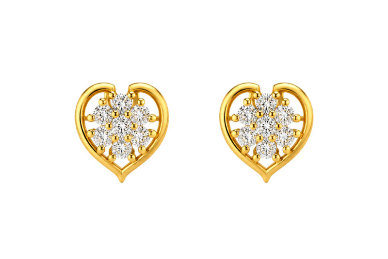 BIS Certified Real 18K Yellow Fine Gold Floral Stud Earrings For Women