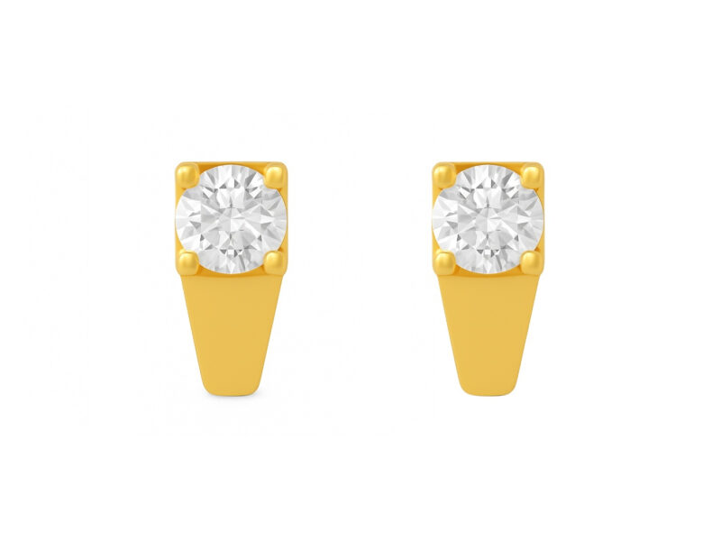 BIS Certified Real 18K Yellow Fine Gold Classic Stud Earrings For Women