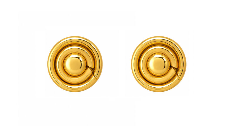 BIS Certified Real 18K Yellow Fine Gold Circular Stud Earrings For Women