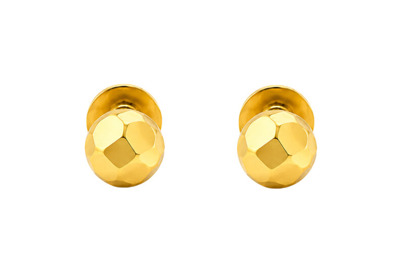 BIS Certified Real 18K Yellow Fine Gold Ball Stud Earrings For Women