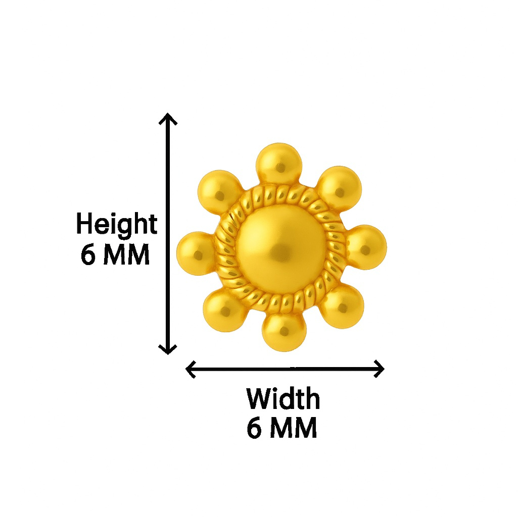 BIS Certified Real 18K Yellow Fine Gold Sunflower Stud Earrings For Women - Image 5