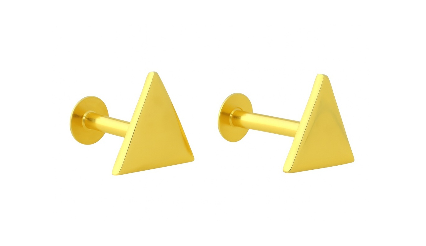 BIS Certified Real 18K Yellow Fine Gold Triangle Stud Earrings For Women - Image 2