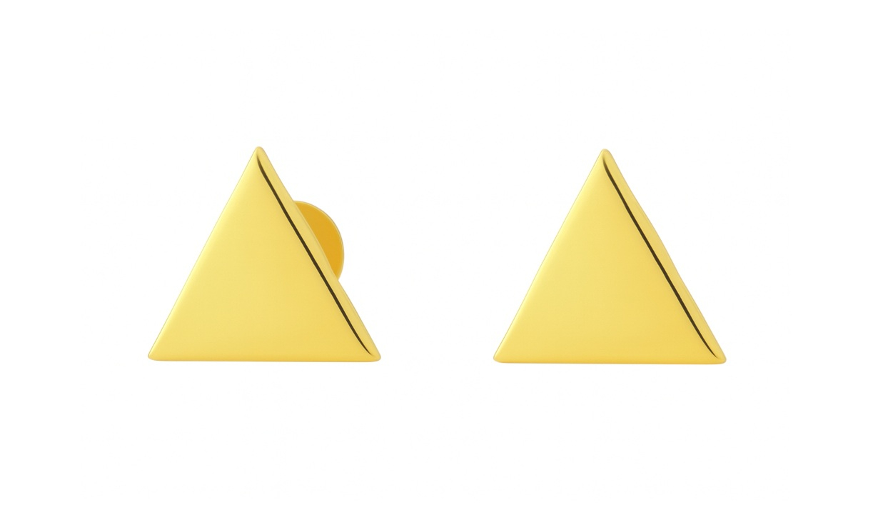 BIS Certified Real 18K Yellow Fine Gold Triangle Stud Earrings For Women