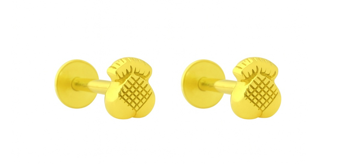BIS Certified Real 18K Yellow Fine Gold Floral Stud Earrings For Women - Image 2