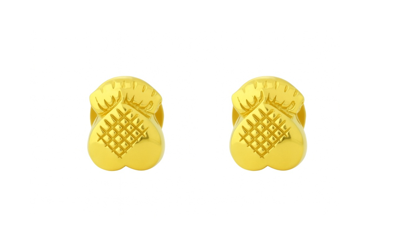 BIS Certified Real 18K Yellow Fine Gold Floral Stud Earrings For Women