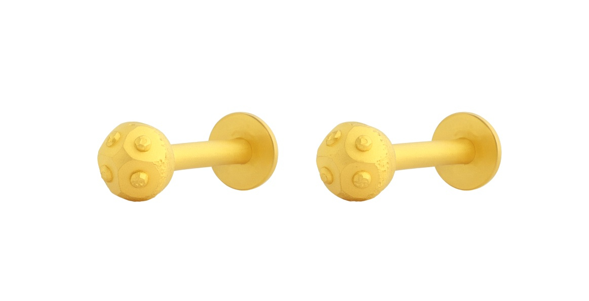 BIS Certified Real 18K Yellow Fine Gold Ball Stud Earrings For Women - Image 3