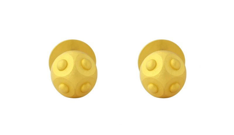 BIS Certified Real 18K Yellow Fine Gold Ball Stud Earrings For Women