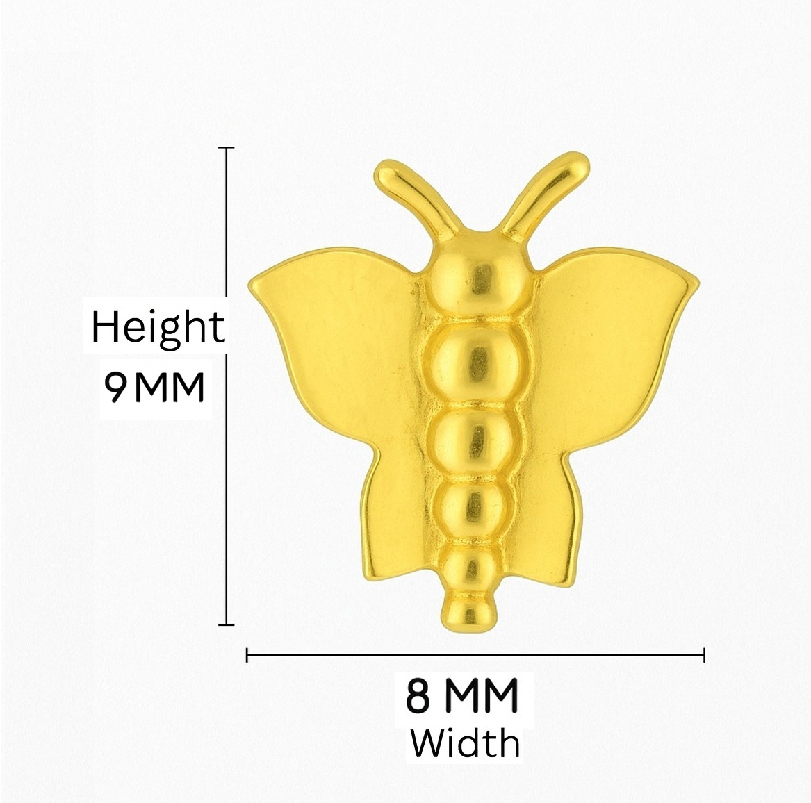 BIS Certified Real 18K Yellow Fine Gold Butterfly Stud Earrings For Women - Image 5