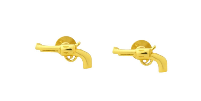 BIS Certified Real 18K Yellow Fine Gold Gun Stud Earrings For Women