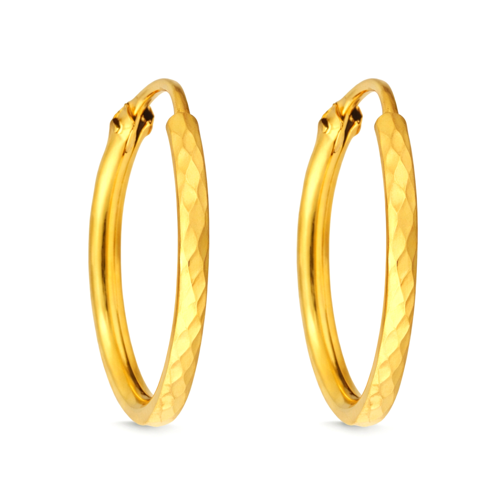 BIS Certified Real 18K Yellow Fine Gold Handmade Hoop Earrings For Women - Image 2