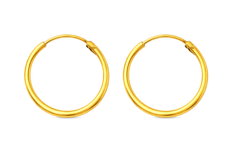 BIS Certified Real 18K Yellow Fine Gold Handmade Hoop Earrings For Women