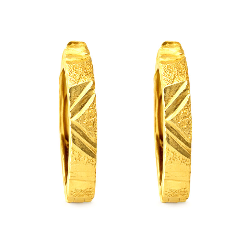 BIS Certified Real 18K Yellow Fine Gold Handmade Hoop Earrings For Women