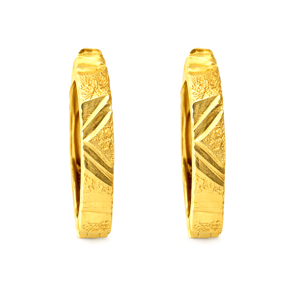 BIS Certified Real 18K Yellow Fine Gold Handmade Hoop Earrings For Women