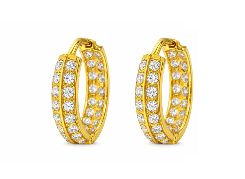 BIS Certified Real 18K Yellow Fine Gold Hoop Earrings For Women
