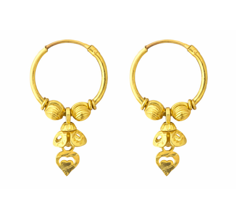 BIS Certified Real 18K Yellow Fine Gold Handmade Hoop Earrings For Women