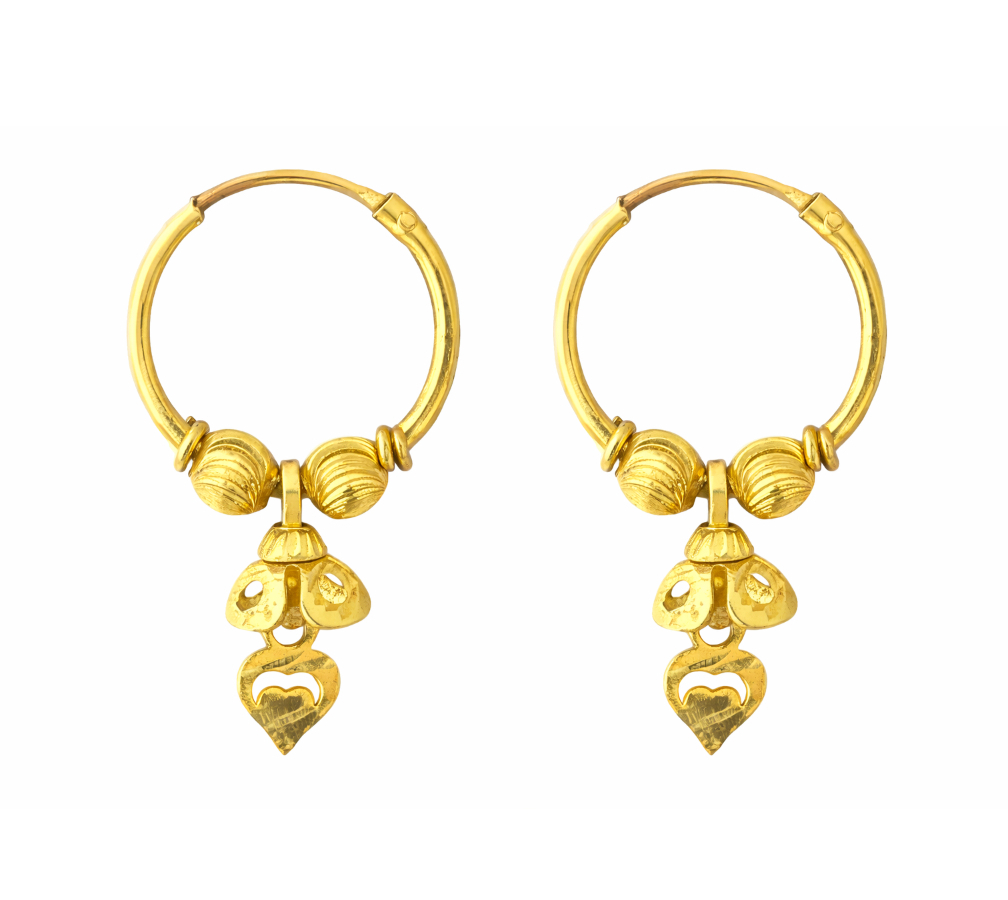 BIS Certified Real 18K Yellow Fine Gold Handmade Hoop Earrings For Women