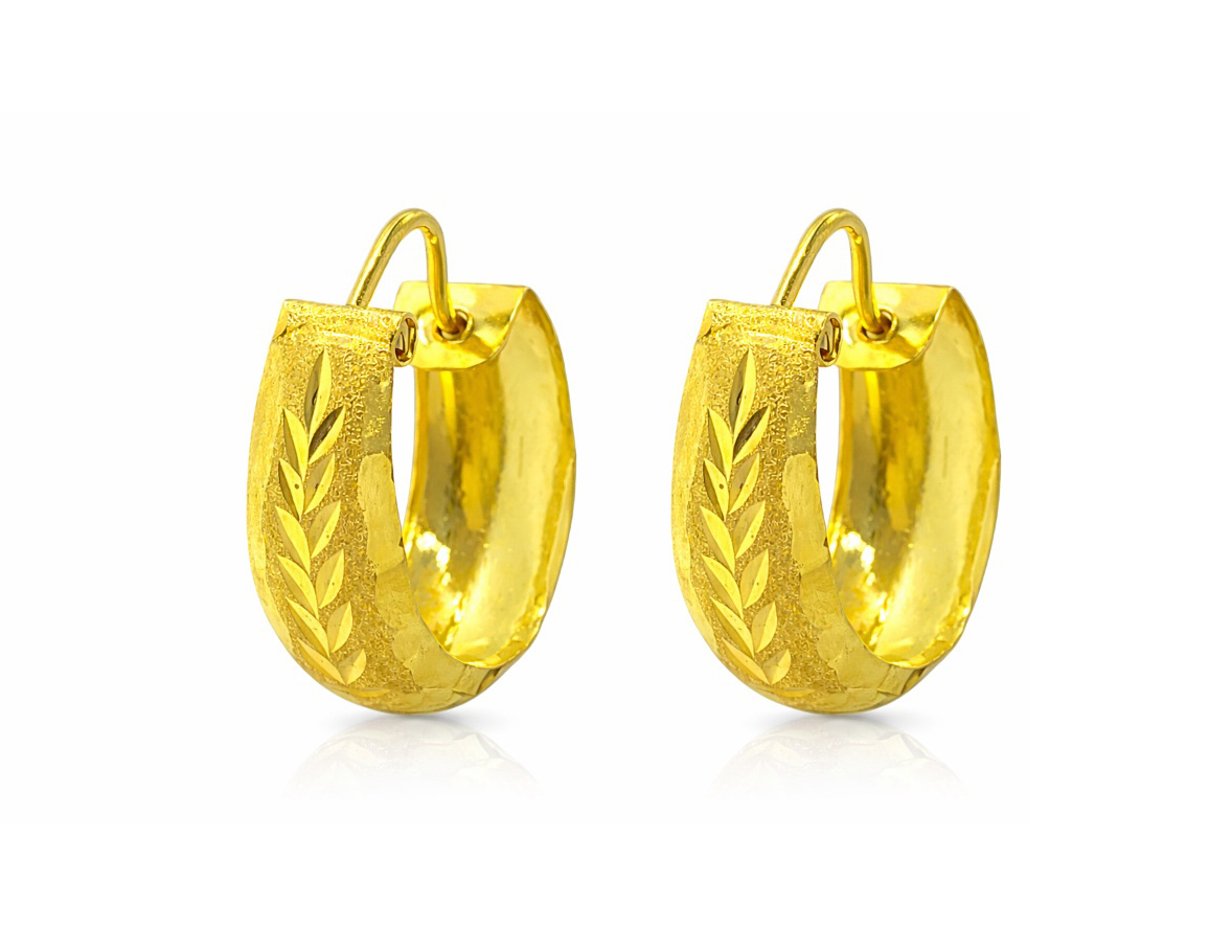 BIS Certified Real 18K Yellow Fine Gold Handmade Hoop Earrings For Women - Image 2