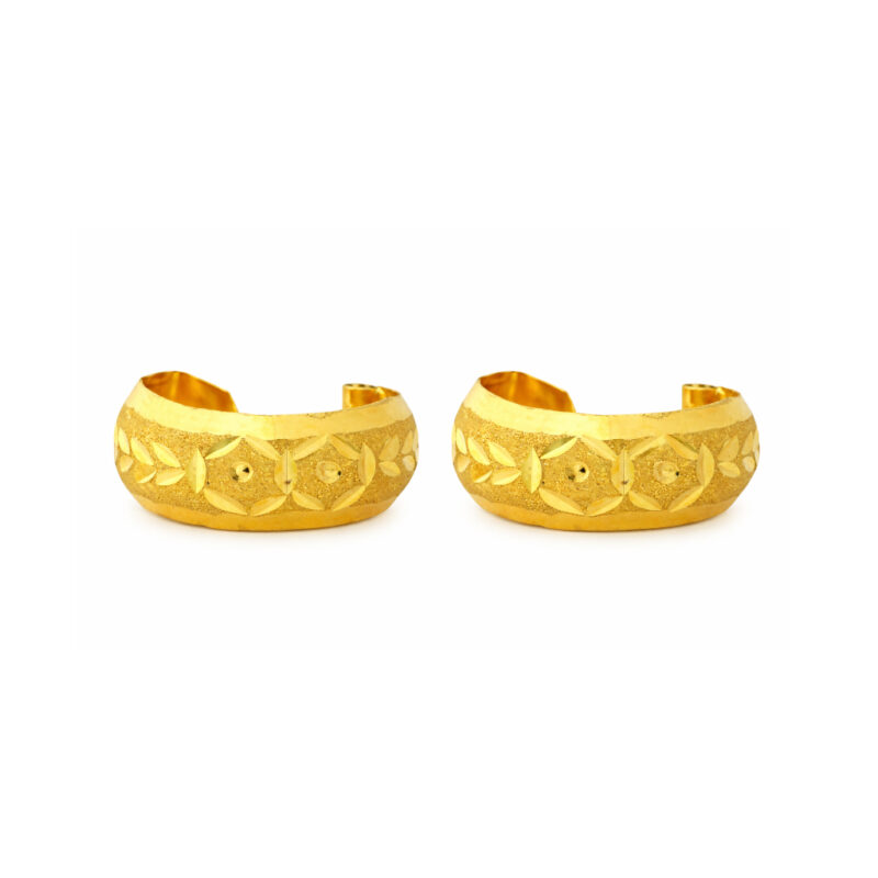 BIS Certified Real 18K Yellow Fine Gold Handmade Hoop Earrings For Women