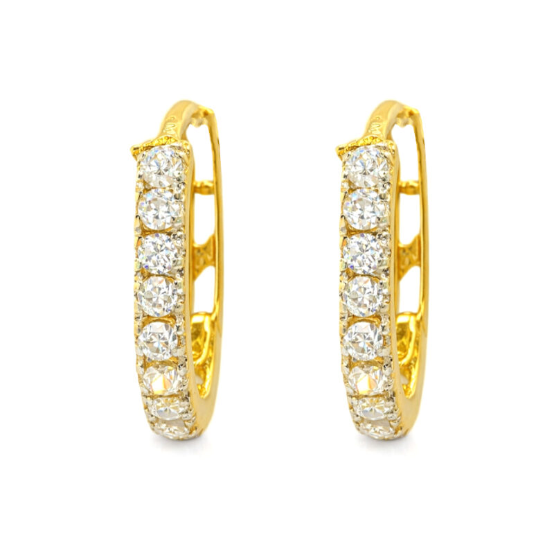 BIS Certified Real 18K Yellow Fine Gold Hoop Earrings For Women
