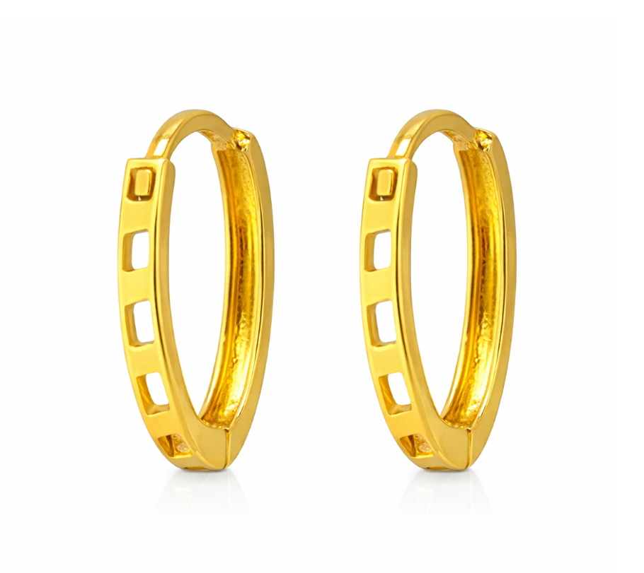 BIS Certified Real 18K Yellow Fine Gold Hoop Earrings For Women - Image 3