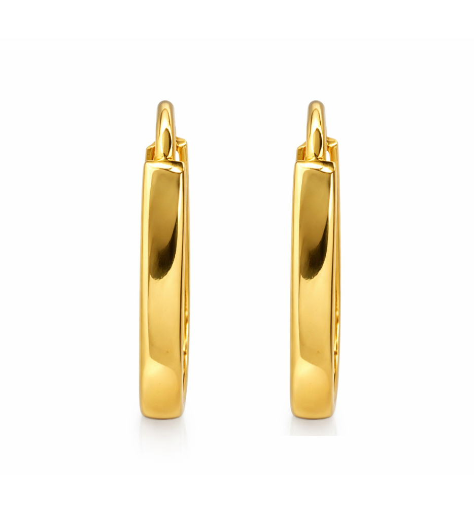 BIS Certified Real 18K Yellow Fine Gold Hoop Earrings For Women