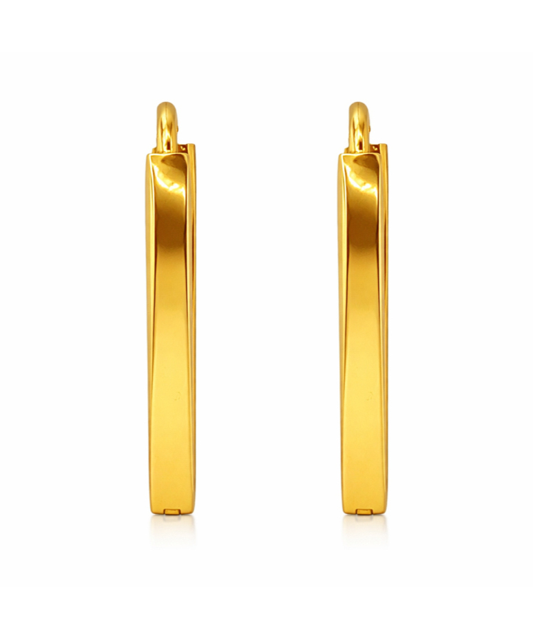 BIS Certified Real 18K Yellow Fine Gold Hoop Earrings For Women
