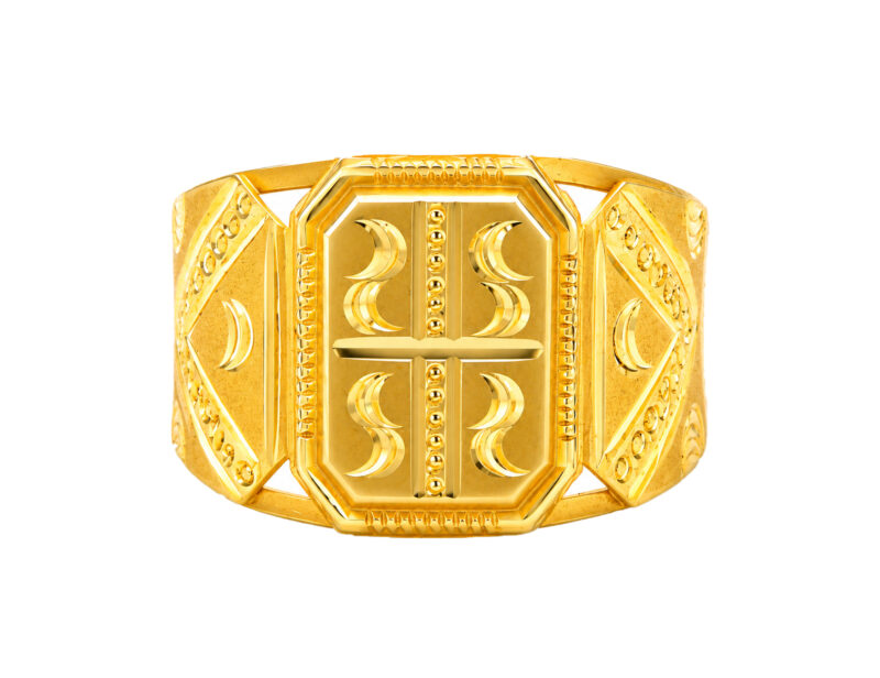 BIS Certified Real 22K Yellow Fine Gold Handmade Retro Finger Ring For Men