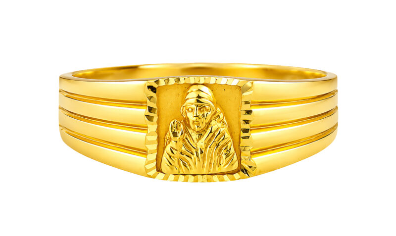 BIS Certified Real 22K Yellow Fine Gold Sai Baba Finger Ring For Men