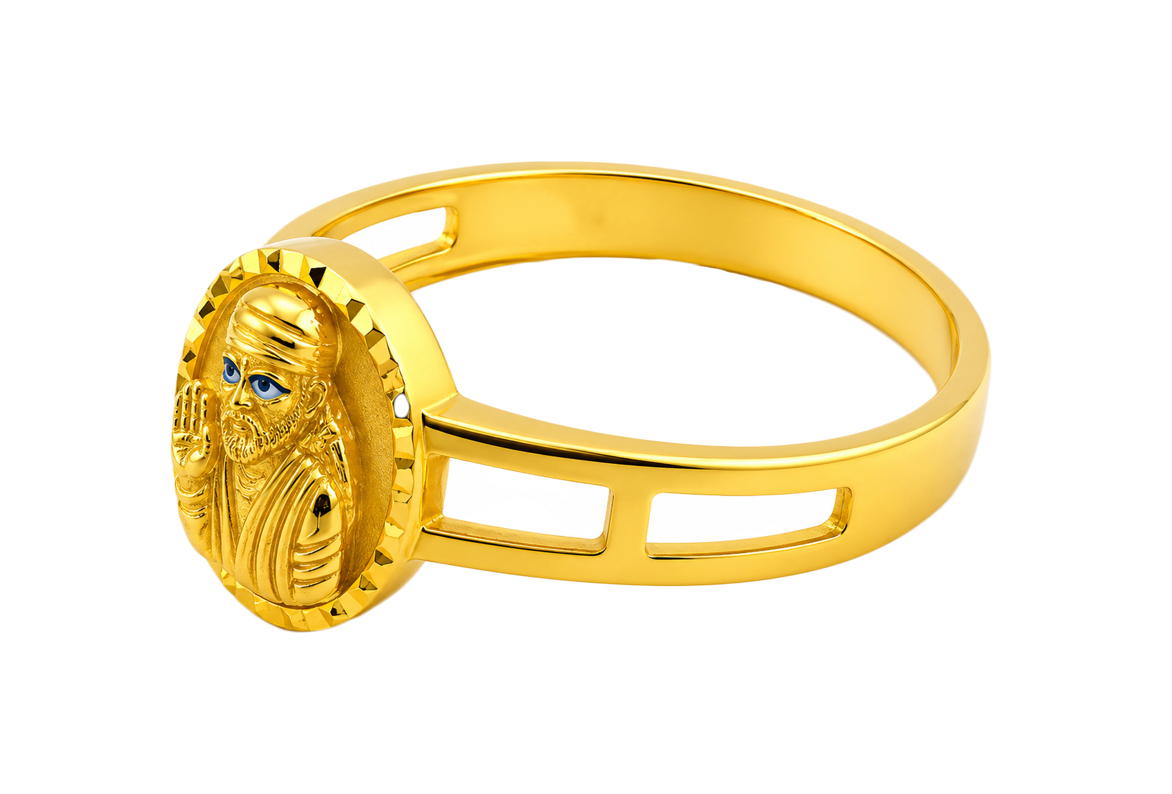 BIS Certified Real 22K Yellow Fine Gold Sai Baba Finger Ring For Men - Image 3