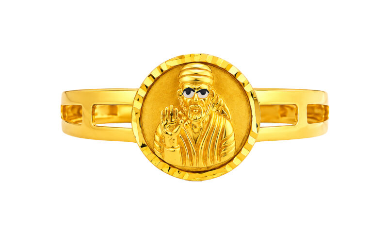 BIS Certified Real 22K Yellow Fine Gold Sai Baba Finger Ring For Men