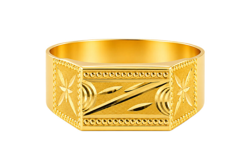 BIS Certified Real 22K Yellow Fine Gold Handmade Divine Finger Ring For Men