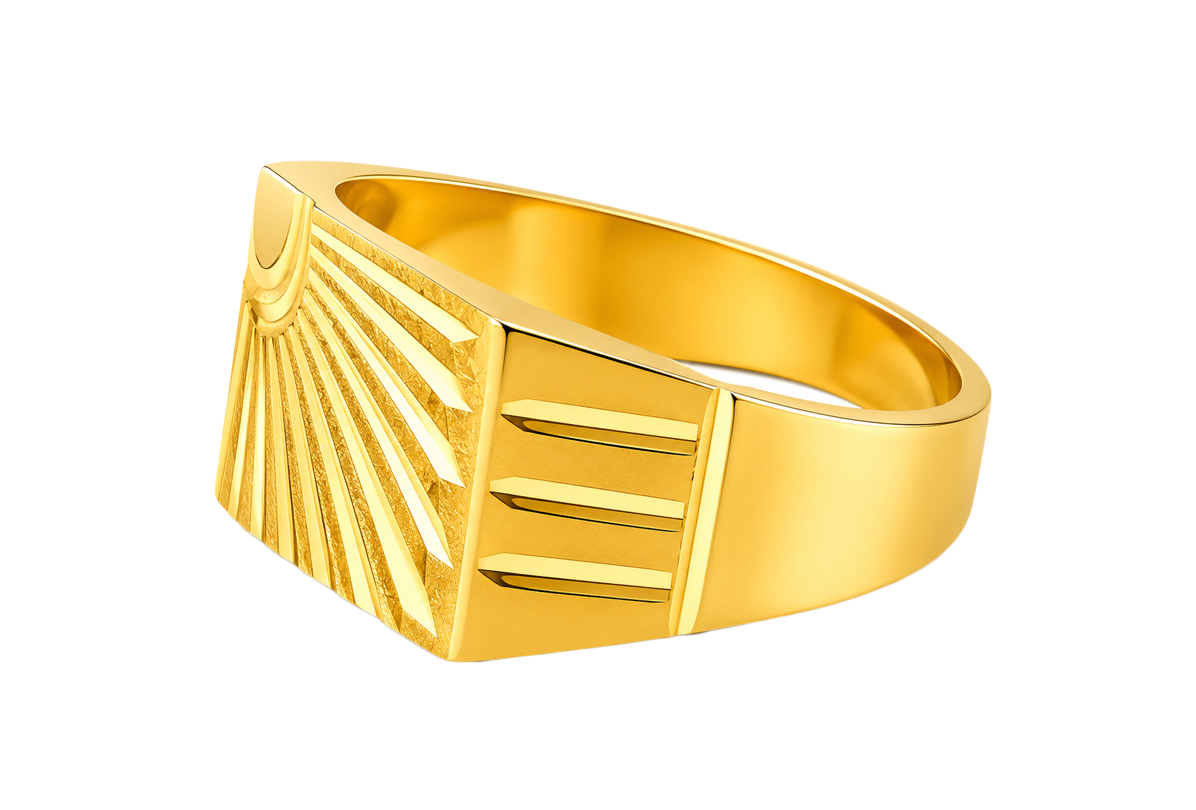 BIS Certified Real 22K Yellow Fine Gold Abstract Finger Ring For Men - Image 3
