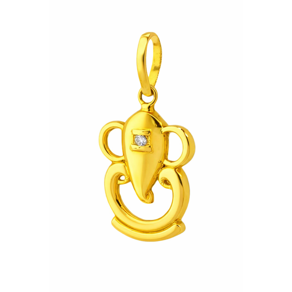 BIS Certified Real 18K Yellow Fine Gold Ganpati Chain Pendant For Women - Image 2