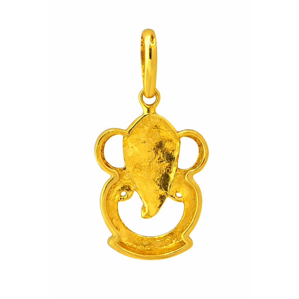 BIS Certified Real 18K Yellow Fine Gold Ganpati Chain Pendant For Women - Image 3