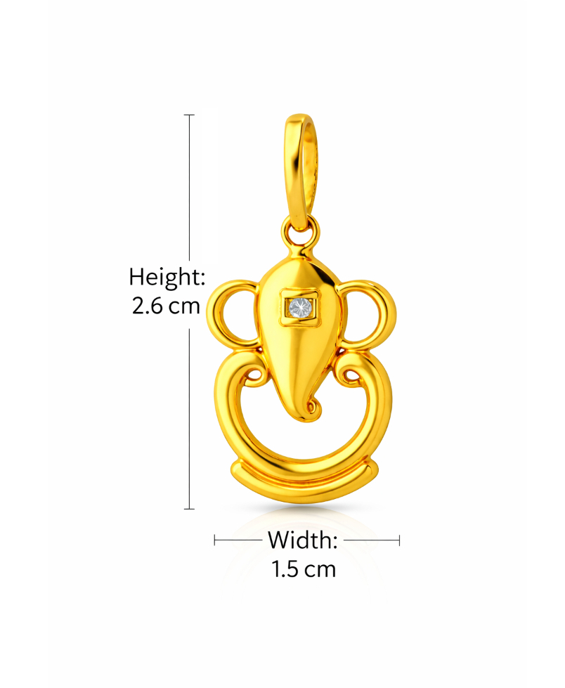 BIS Certified Real 18K Yellow Fine Gold Ganpati Chain Pendant For Women - Image 4