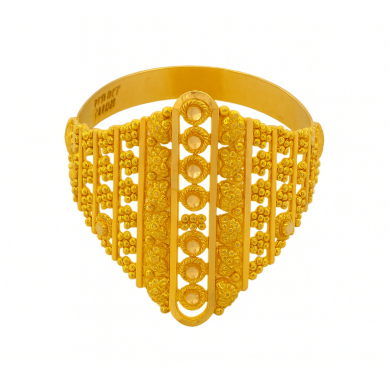 BIS Certified Real 22K Yellow Fine Gold Handmade Finger Ring For Women - Image 2
