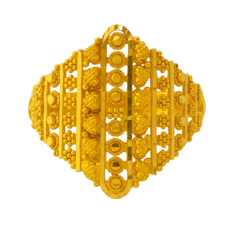 BIS Certified Real 22K Yellow Fine Gold Handmade Finger Ring For Women
