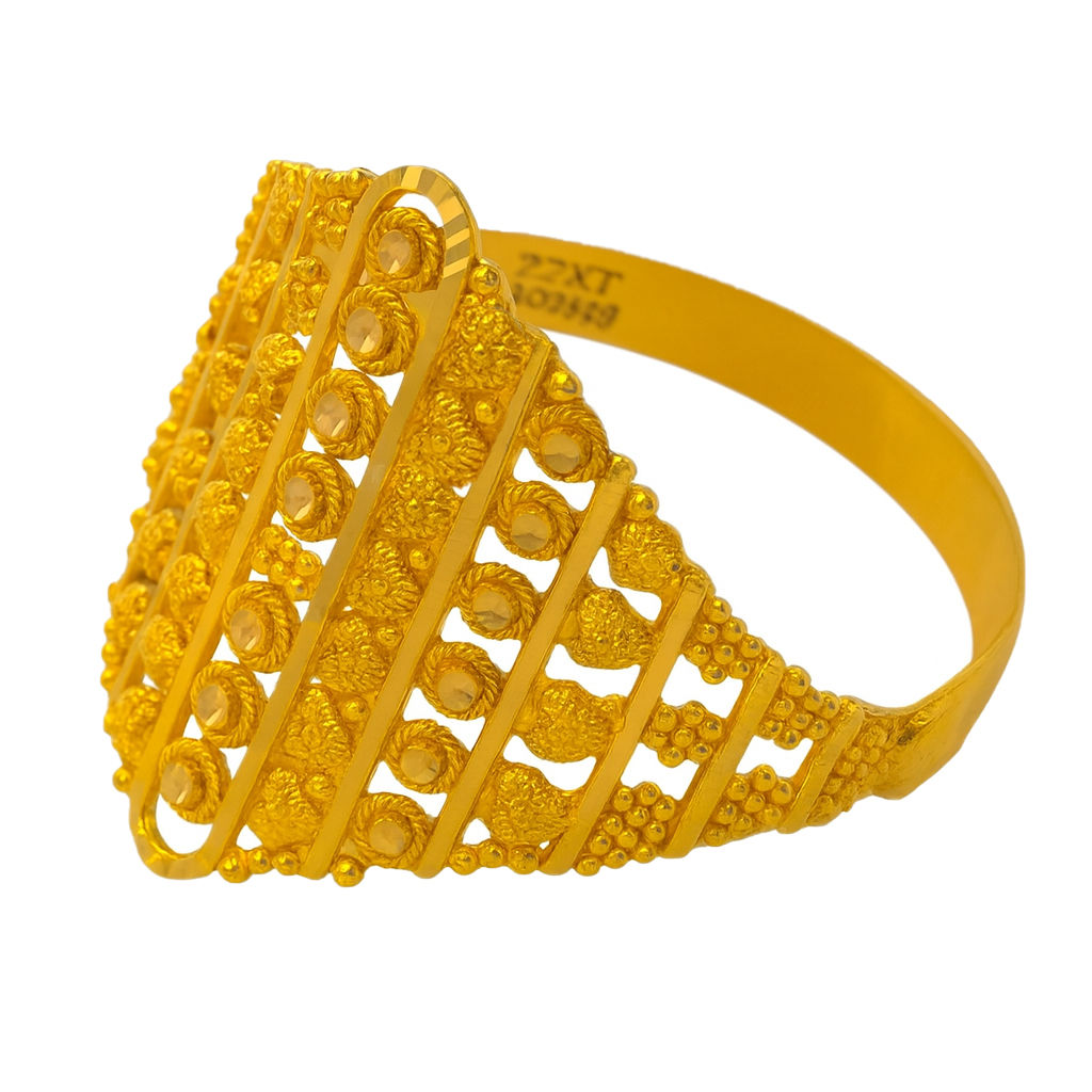 BIS Certified Real 22K Yellow Fine Gold Handmade Finger Ring For Women - Image 3